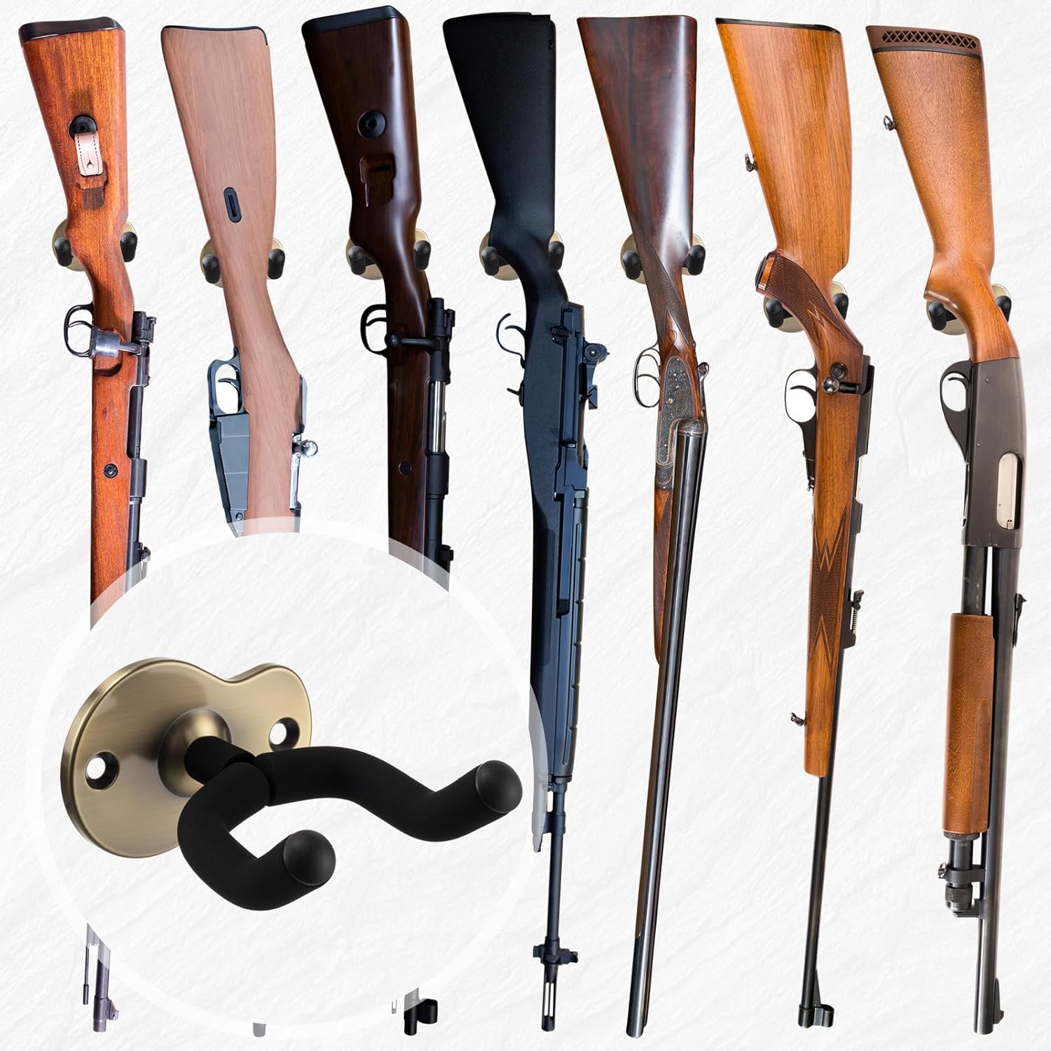 2 Pcs Crossbow Hanger for Wall Vertical Rack Wall Mount Metal Gun Holder Compound Bow Hanger Holder Displays Rack Shotgun Hooks Rifle Storage Securely Holds Airsoft Firearm - Image 7