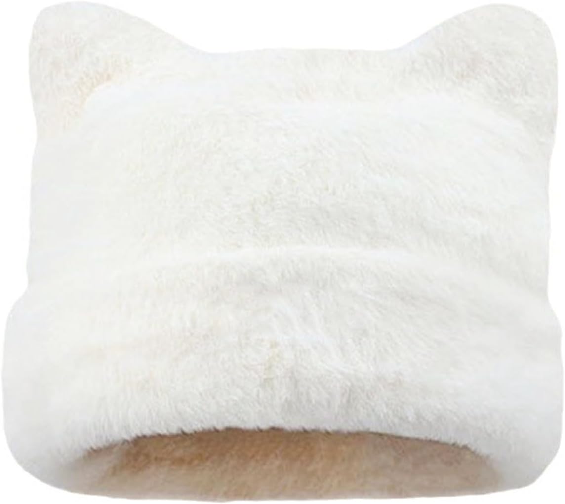 Womens Winter Beanie Hat Cute Cat/Bear Ear Hat for Women, Large Size Warm Plush Hat, Ears with Support - DIY Shapes - Image 1