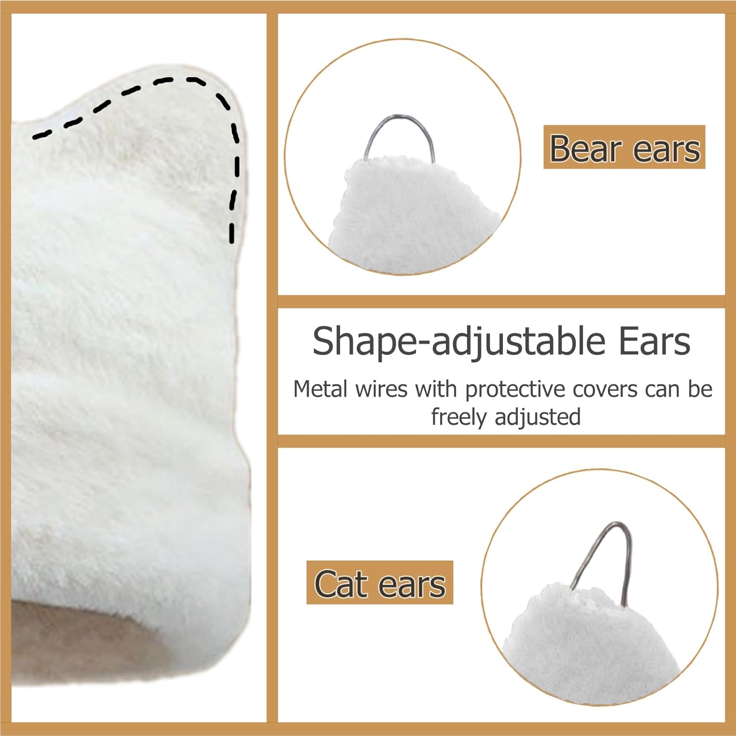 Womens Winter Beanie Hat Cute Cat/Bear Ear Hat for Women, Large Size Warm Plush Hat, Ears with Support - DIY Shapes - Image 3