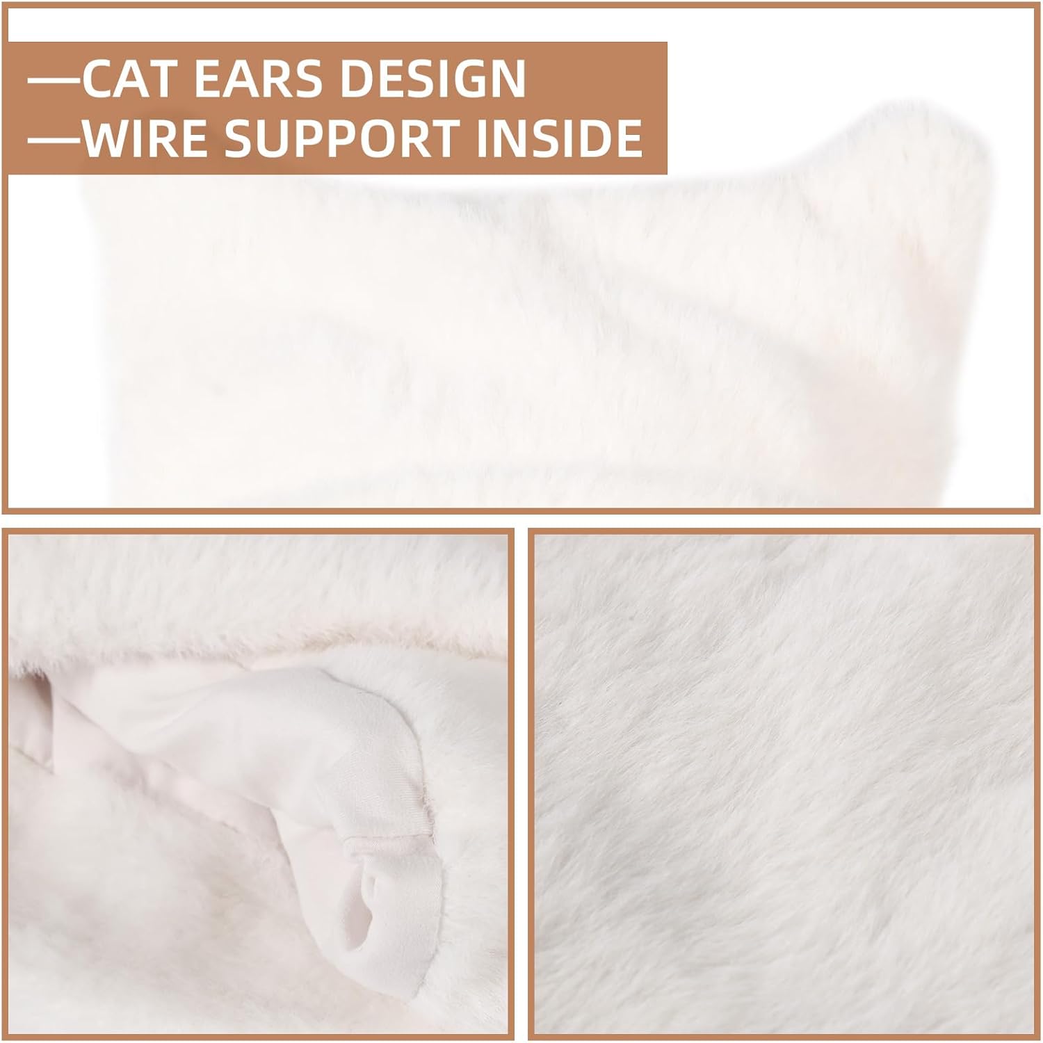 Womens Winter Beanie Hat Cute Cat/Bear Ear Hat for Women, Large Size Warm Plush Hat, Ears with Support - DIY Shapes - Image 4