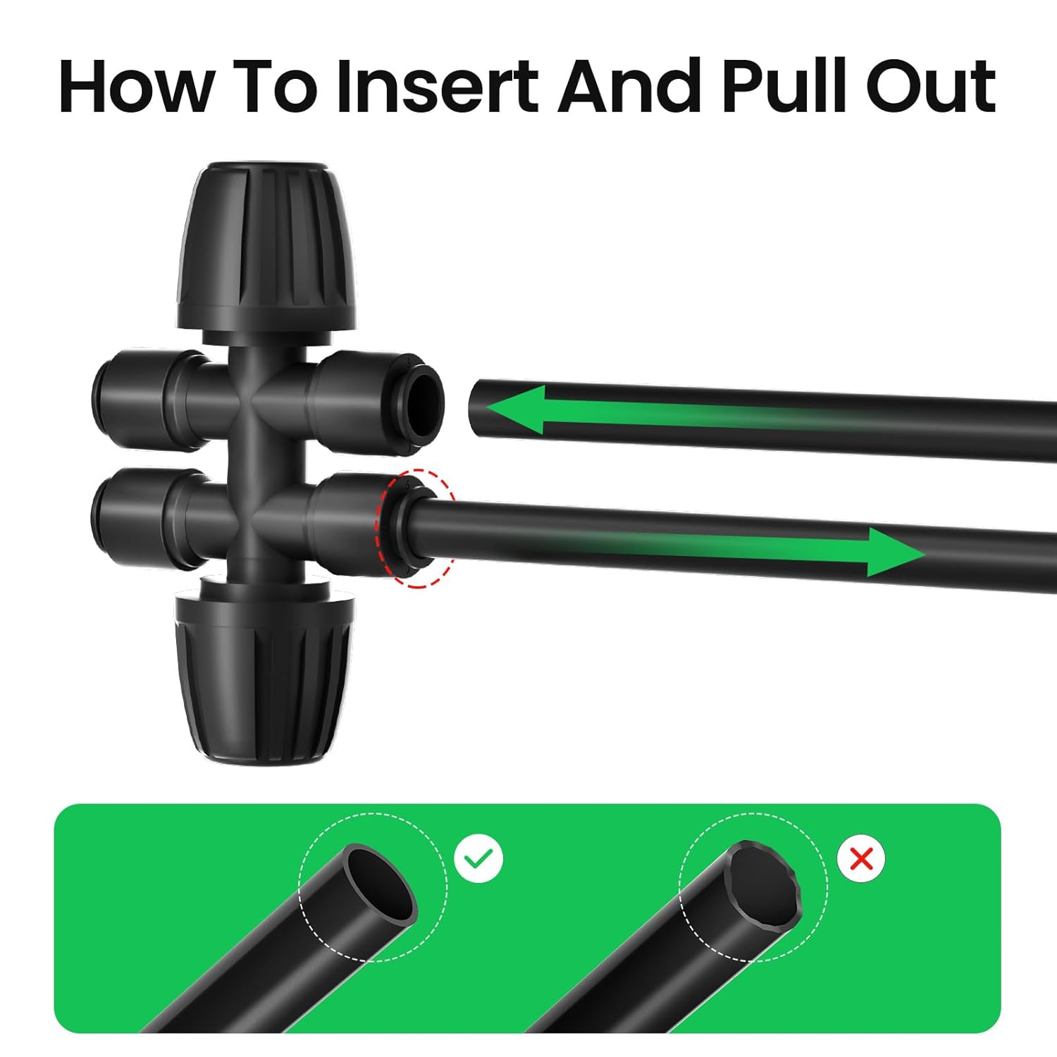 4 Packs 1/2''to 1/4''Barbed Tee Quick Connector,Drip Irrigation Fittings for 4-Way Connector - Image 3
