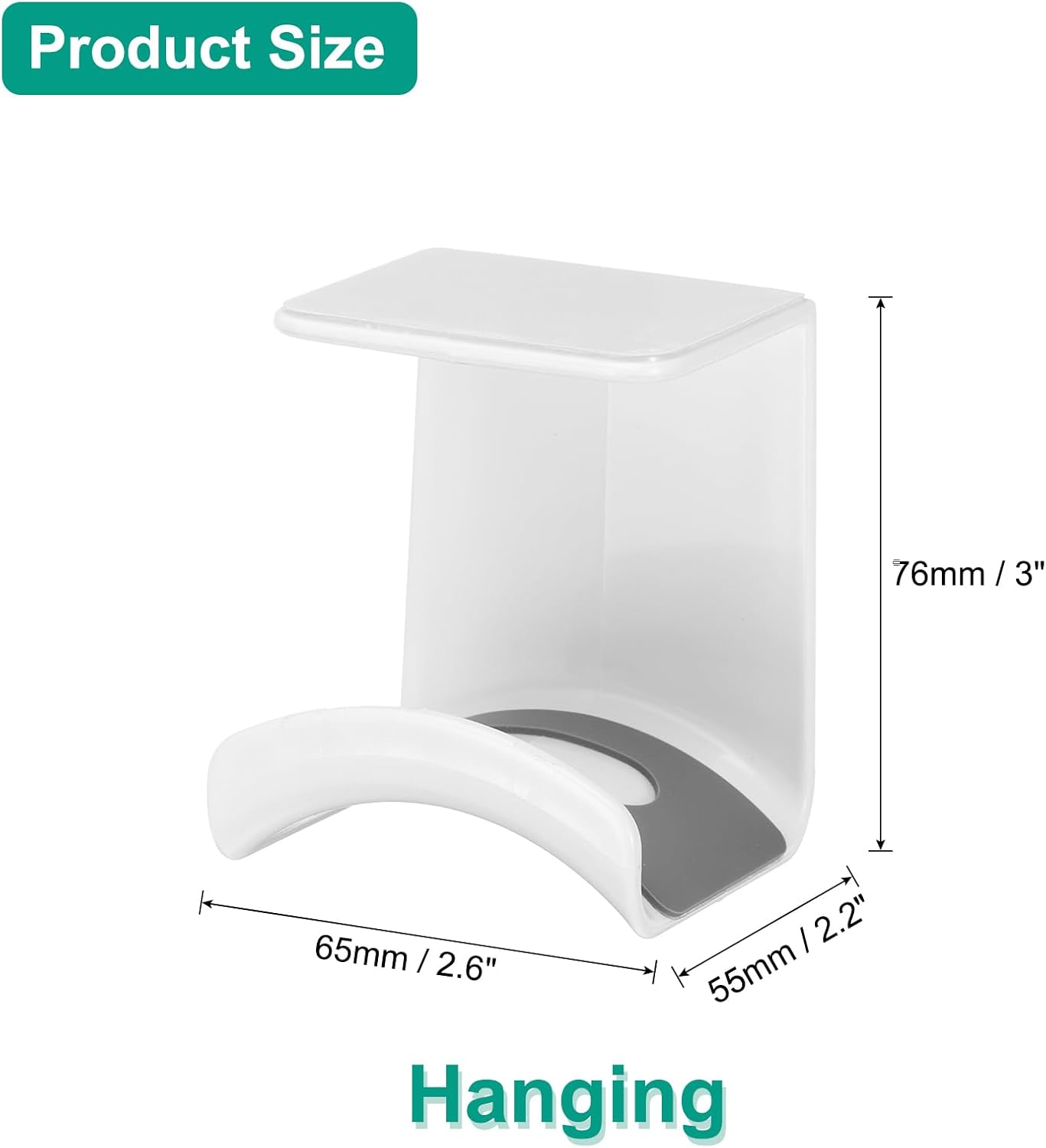 Headphone Stand, 1 Pcs ABS Headset Holder Adhesive Headphone Holder Hook Mount Headphone Hanger Hook Under Desk for Gaming Headphones Earphones Cables, White(Hanging) - Image 2