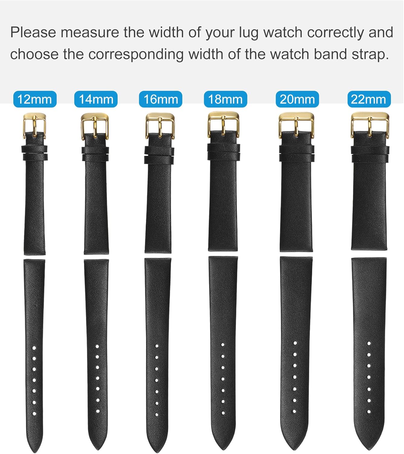 Multi-sizes Genuine Leather Band, Flat Thin Elegant Leather Watch Strap for Men and Women - Image 2