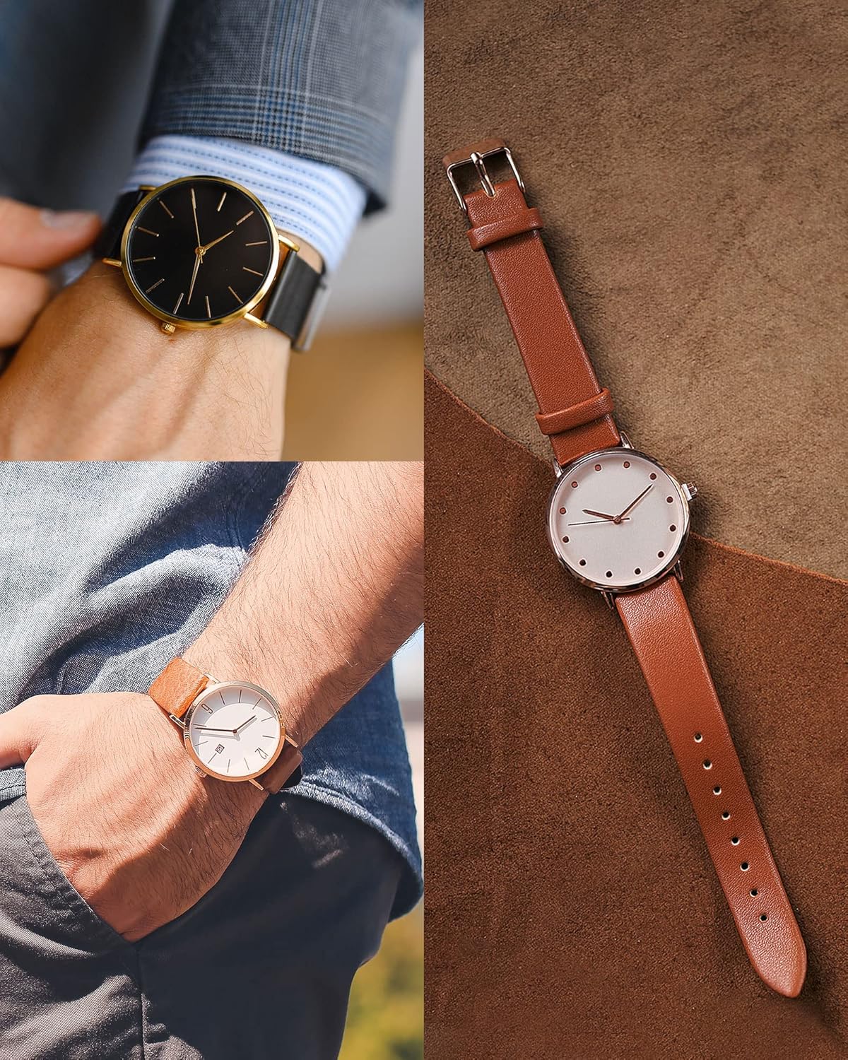 Multi-sizes Genuine Leather Band, Flat Thin Elegant Leather Watch Strap for Men and Women - Image 6
