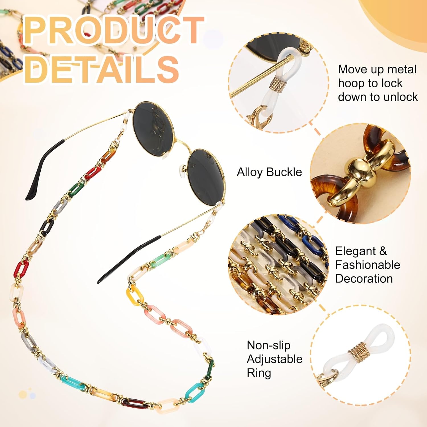 Acrylic Glasses Chain, Eyeglass Chain Holder Strap Chains - Image 3