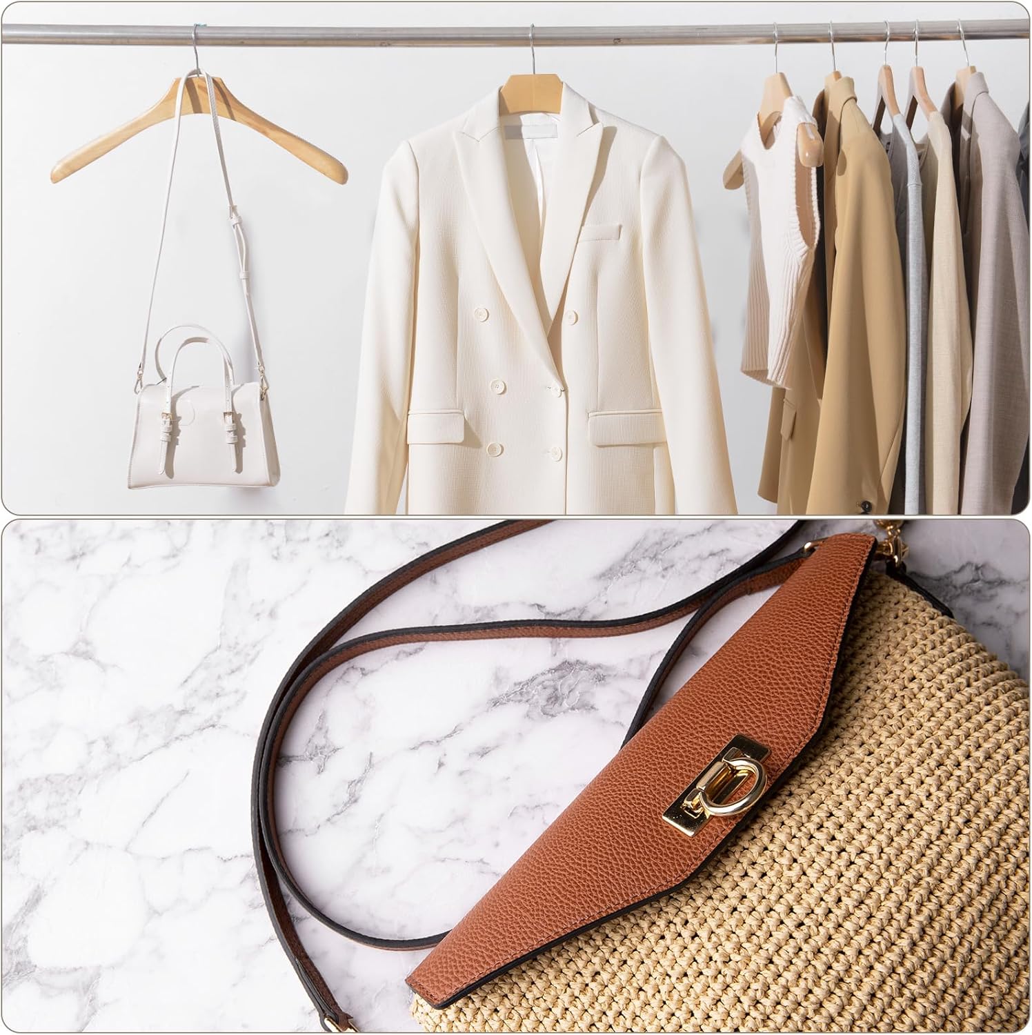 Purse Strap, Leather Adjustable Replacement Strap for Women's Crossbody Handbags Bag, 0.6