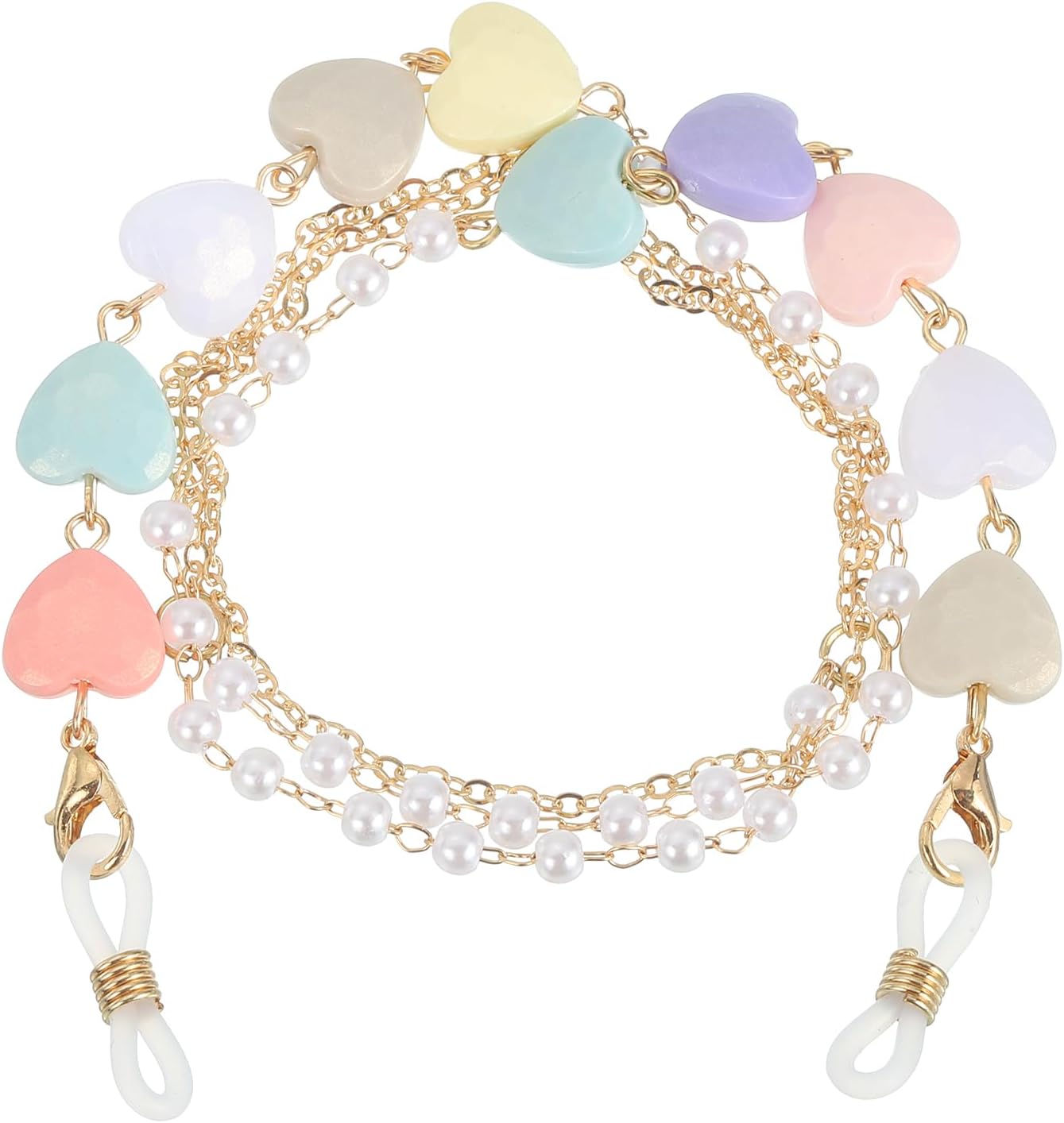 Beads Eyeglass Chain, Pearl Glasses Strap Eyewear Retainer Chain Around Neck Sunglass Holder for Girls Women - Image 1