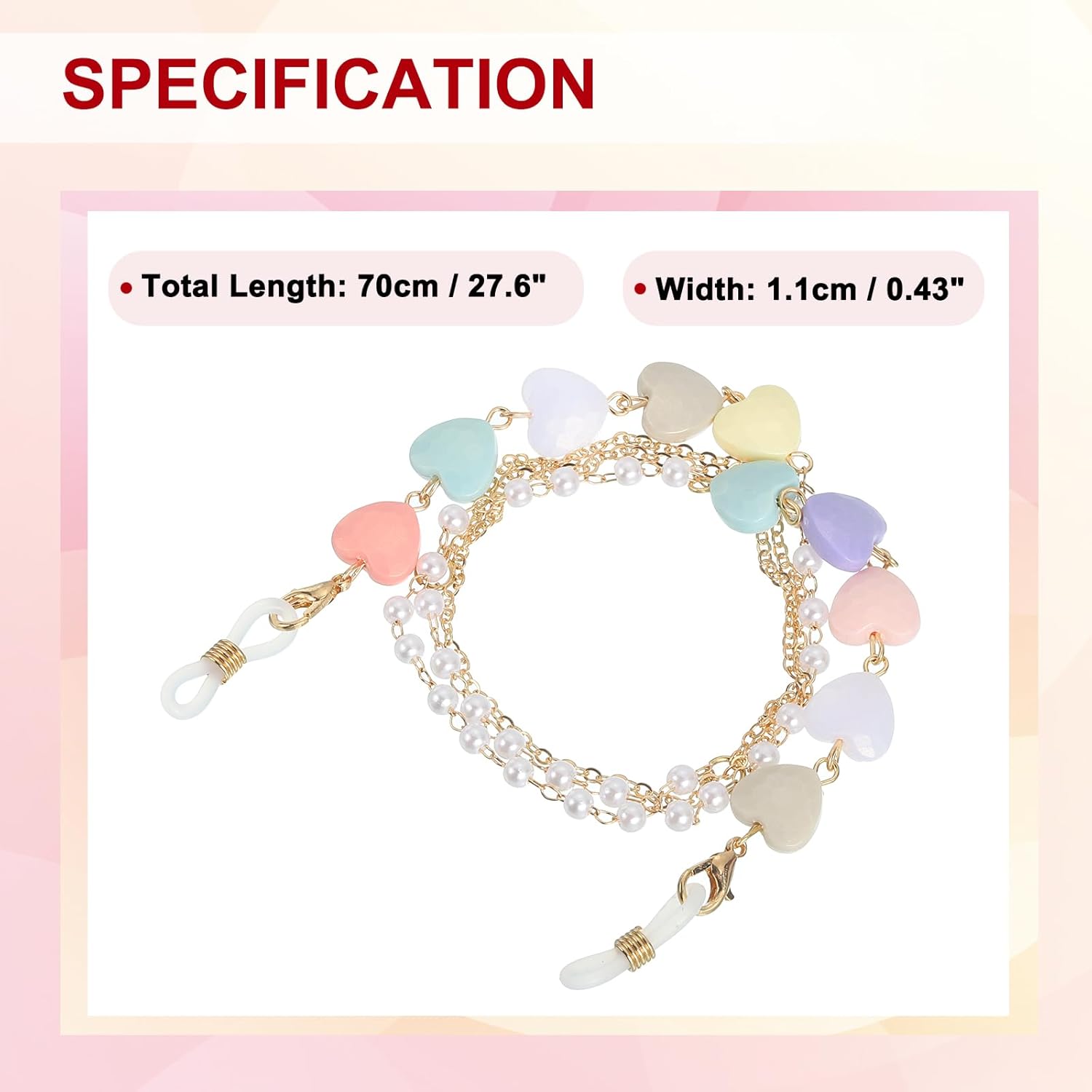 Beads Eyeglass Chain, Pearl Glasses Strap Eyewear Retainer Chain Around Neck Sunglass Holder for Girls Women - Image 2