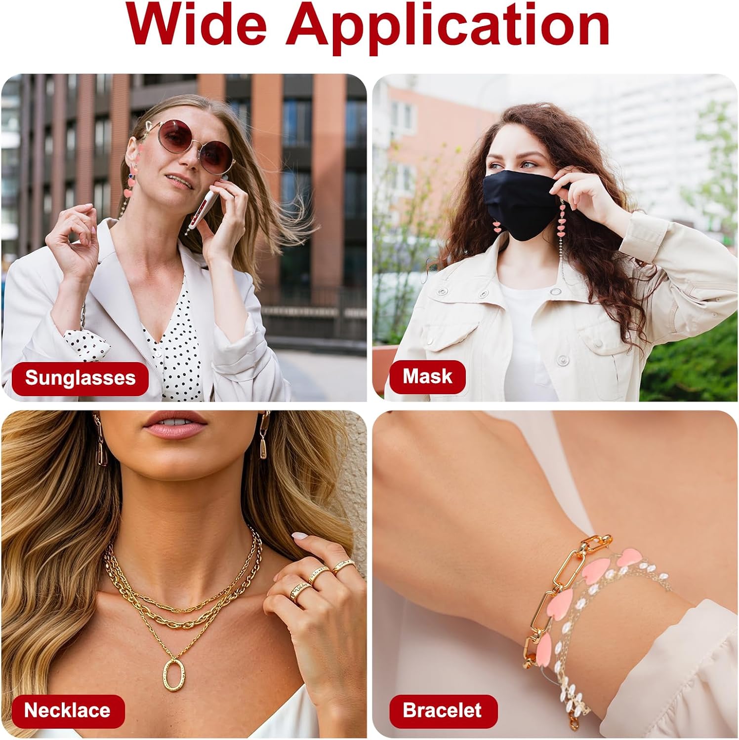 Beads Eyeglass Chain, Pearl Glasses Strap Eyewear Retainer Chain Around Neck Sunglass Holder for Girls Women - Image 6