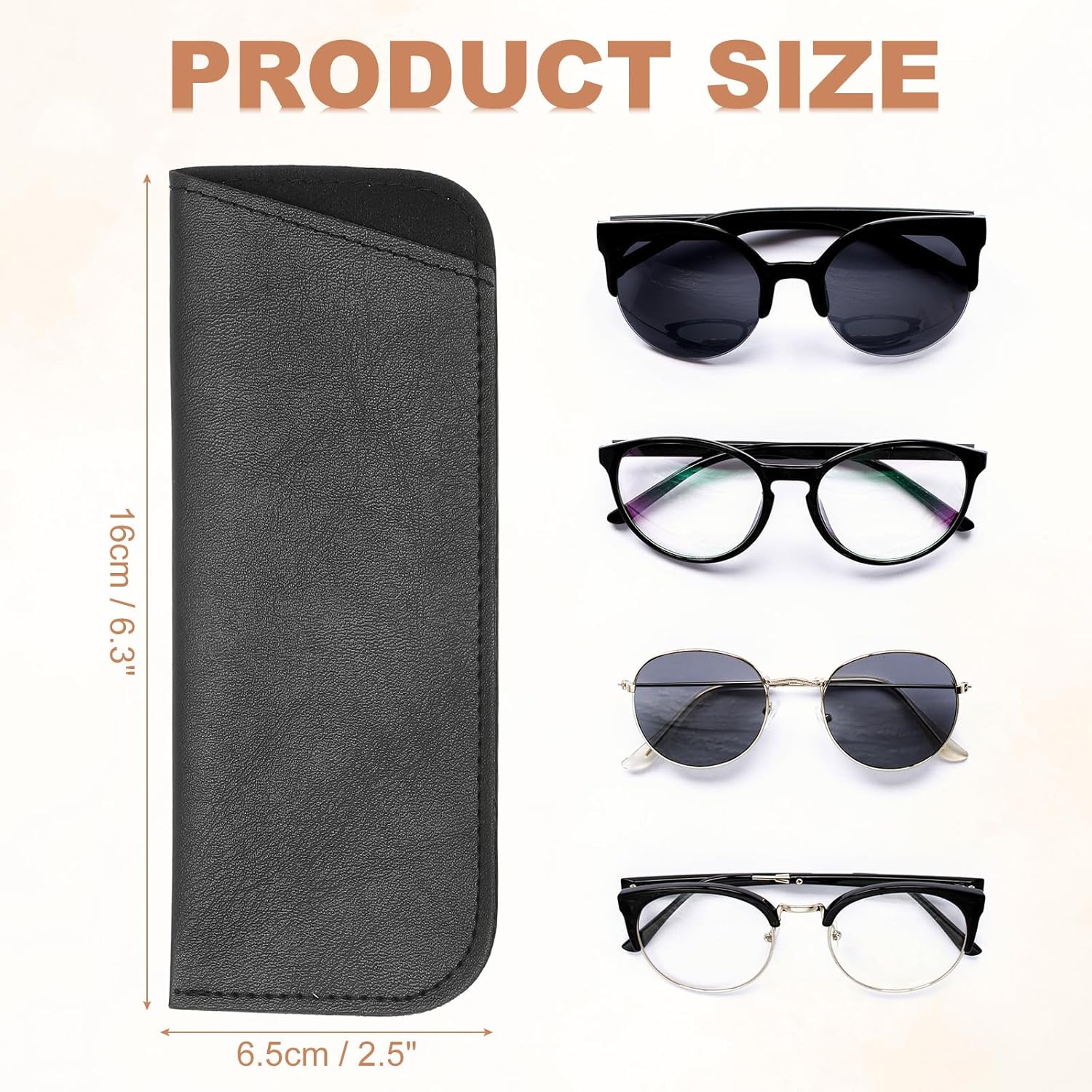 Soft Eyeglass Cases, Leather Sunglass Case Portable Glasses Pouch for Women Men Sunglasses Cases - Image 2