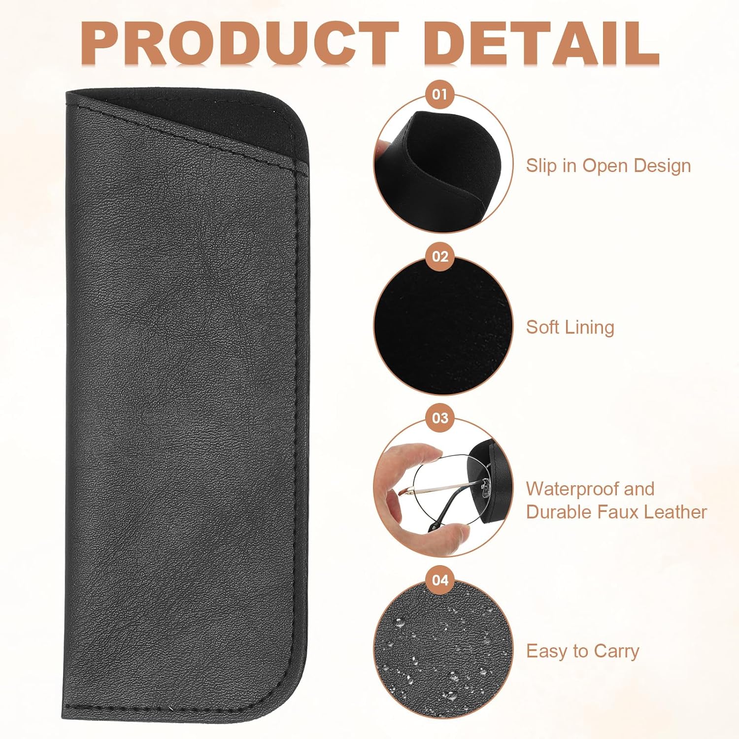 Soft Eyeglass Cases, Leather Sunglass Case Portable Glasses Pouch for Women Men Sunglasses Cases - Image 3