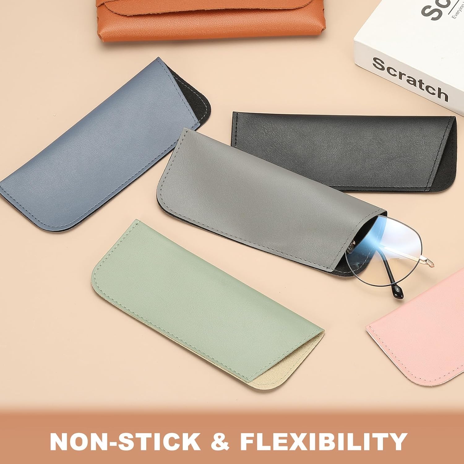 Soft Eyeglass Cases, Leather Sunglass Case Portable Glasses Pouch for Women Men Sunglasses Cases - Image 4