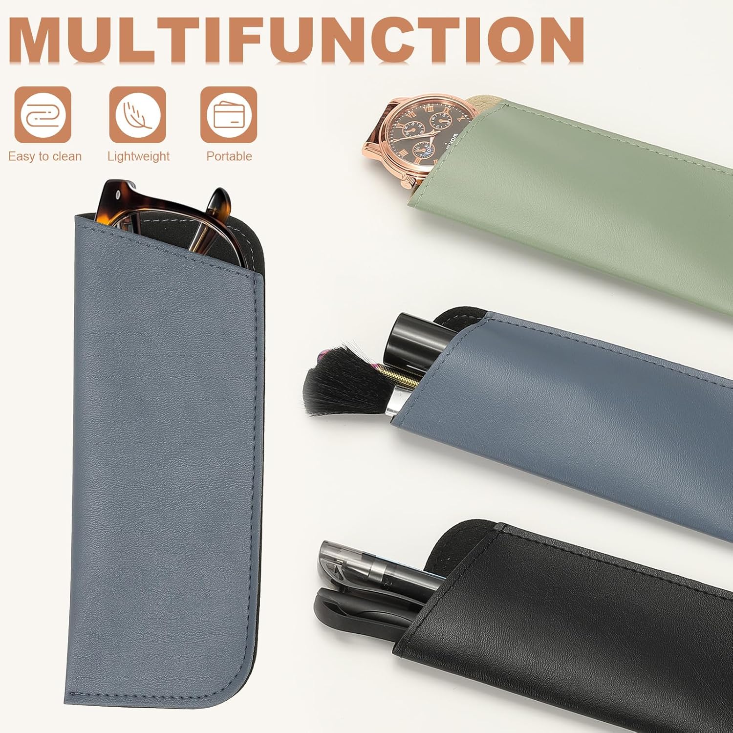 Soft Eyeglass Cases, Leather Sunglass Case Portable Glasses Pouch for Women Men Sunglasses Cases - Image 5
