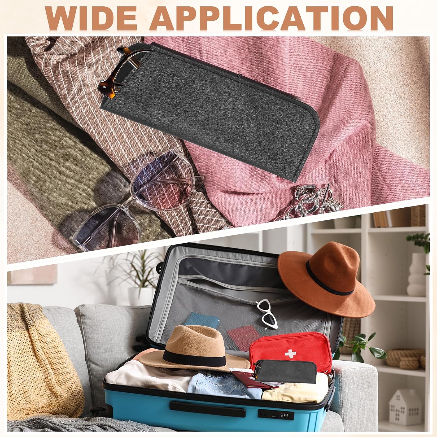 Soft Eyeglass Cases, Leather Sunglass Case Portable Glasses Pouch for Women Men Sunglasses Cases - Image 6