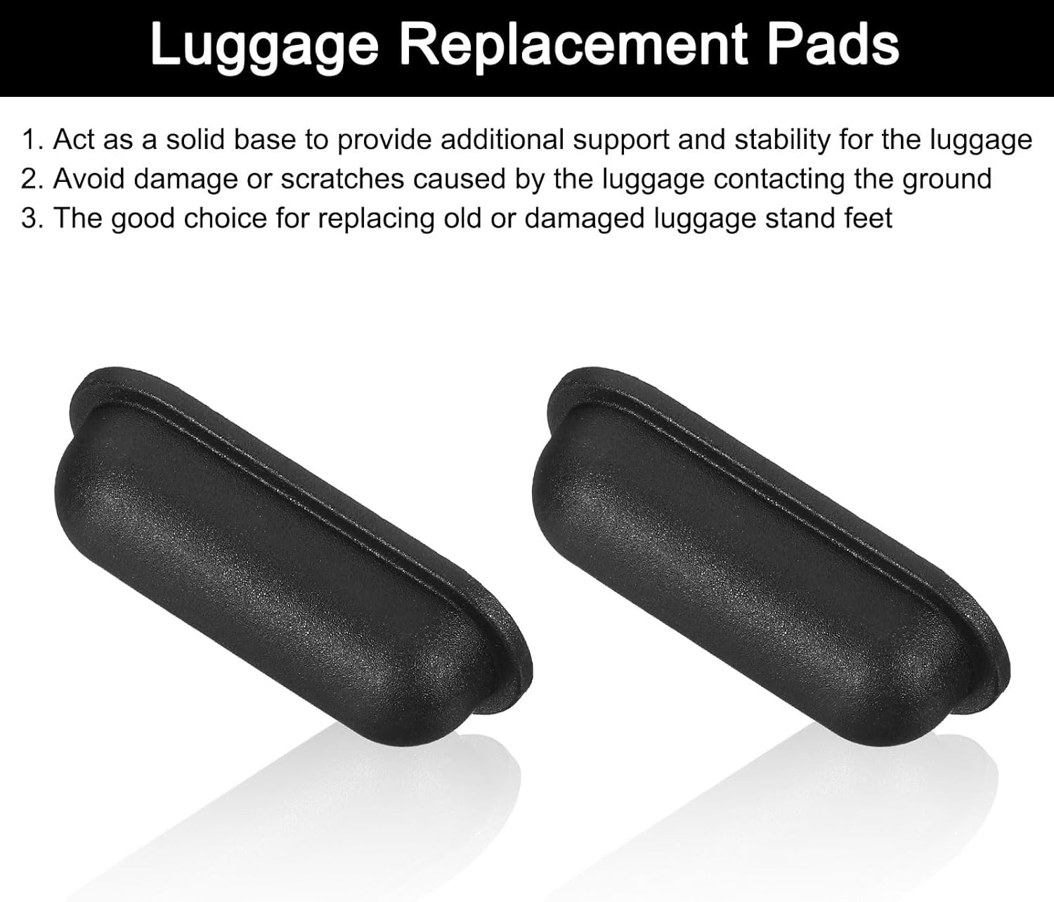 4Pcs Luggage Replacement Pads, Plastic Luggage Stand Feet Stud, Suitcase and Travel Gear Bottom Side Accessories with Self-Tapping Screws, Black (57x24x15mm) - Image 4