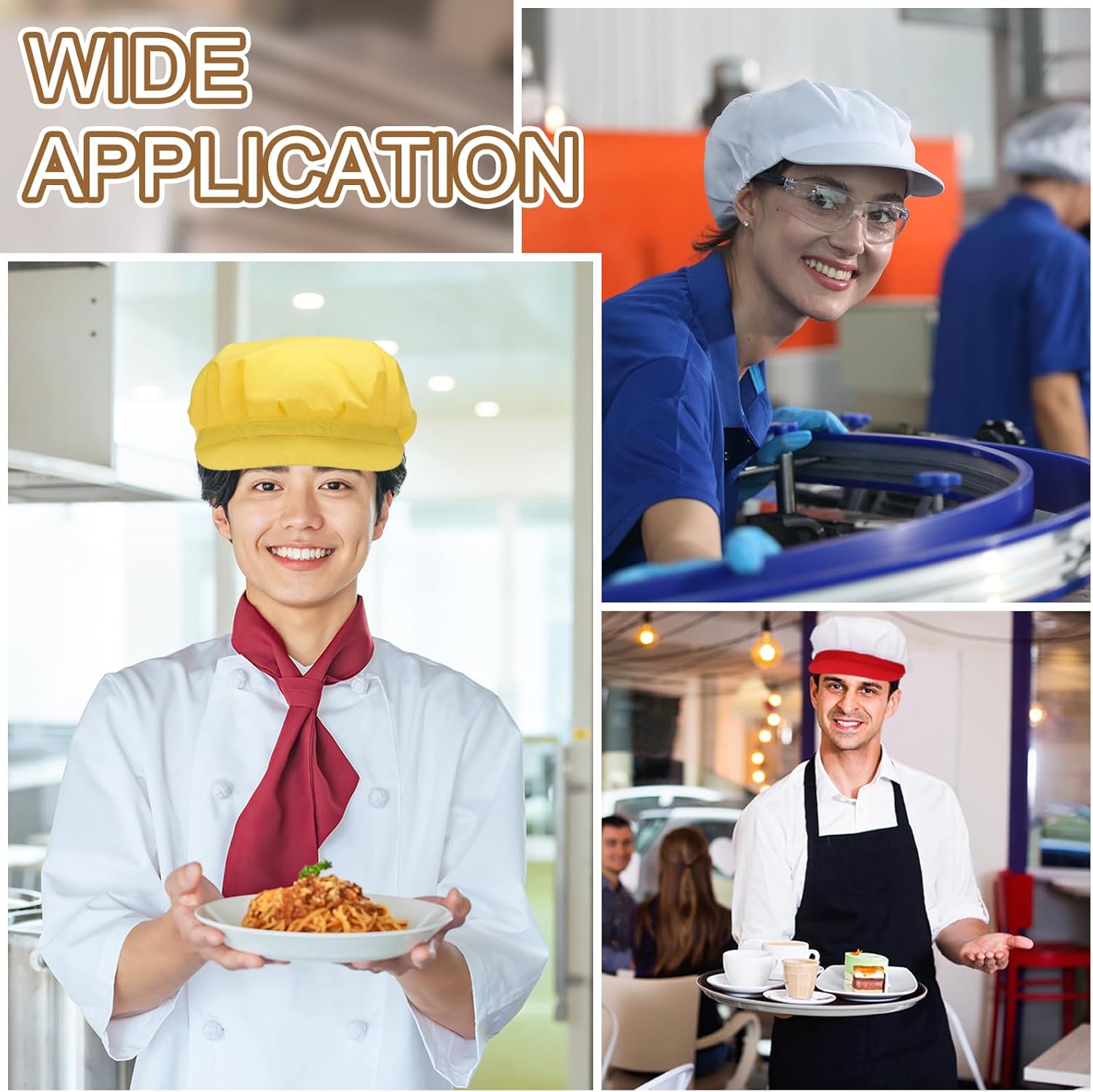 Chef Hat, Adjustable Elastic Band Cotton Baker Hat for Women and Men, Full Cloth Baker Hat Food Service Hair Nets - Image 7