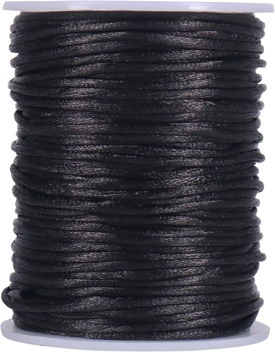 Nylon Satin Cord, 295 Feet 2mm Black Silky Rattail Cord Necklace String for Jewelry Making, Bracelets, Necklaces, Lanyards, Keychains, Beading - Image 1