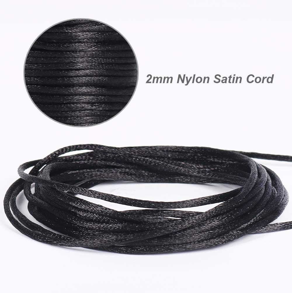 Nylon Satin Cord, 295 Feet 2mm Black Silky Rattail Cord Necklace String for Jewelry Making, Bracelets, Necklaces, Lanyards, Keychains, Beading - Image 2