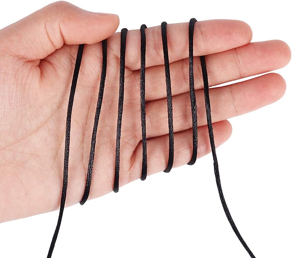 Nylon Satin Cord, 295 Feet 2mm Black Silky Rattail Cord Necklace String for Jewelry Making, Bracelets, Necklaces, Lanyards, Keychains, Beading - Image 3