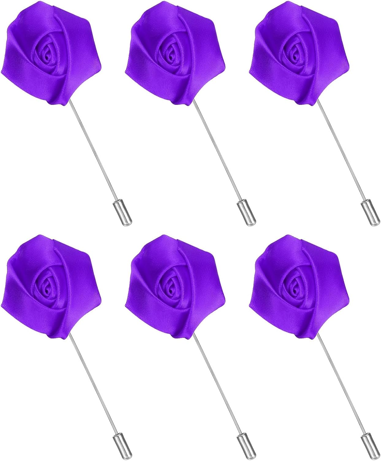 Rose Lapel Pin for Men, Satin Flower Lapel Pins Silk Brooch for Groom Business - Image 1