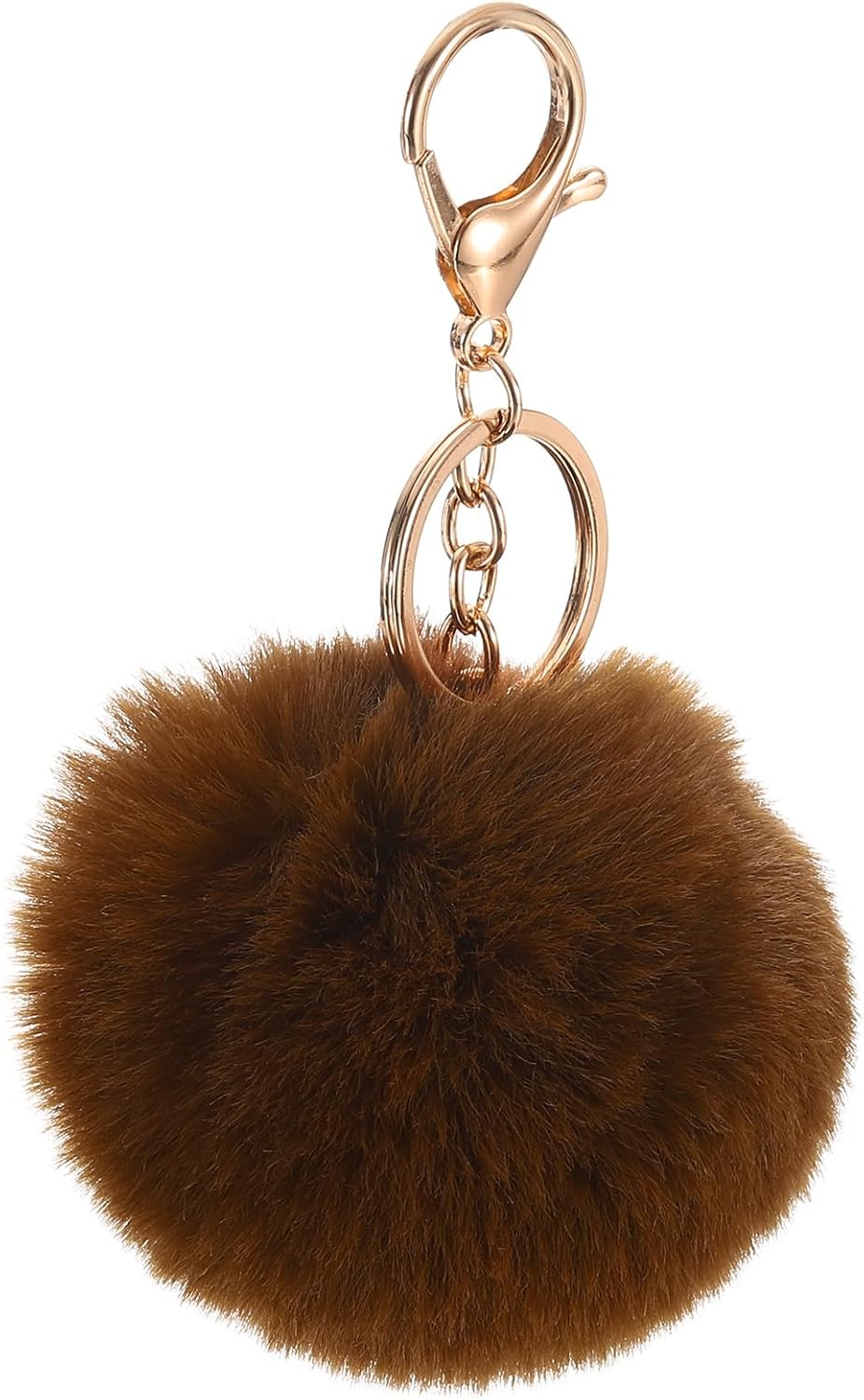 Pom Pom Keychain, Faux Rabbit Fur Puff Ball for Women Purse - Image 1