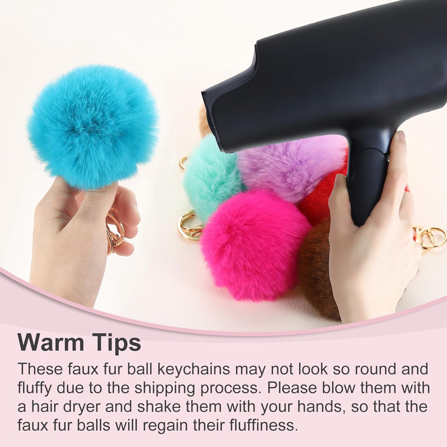 Pom Pom Keychain, Faux Rabbit Fur Puff Ball for Women Purse - Image 5