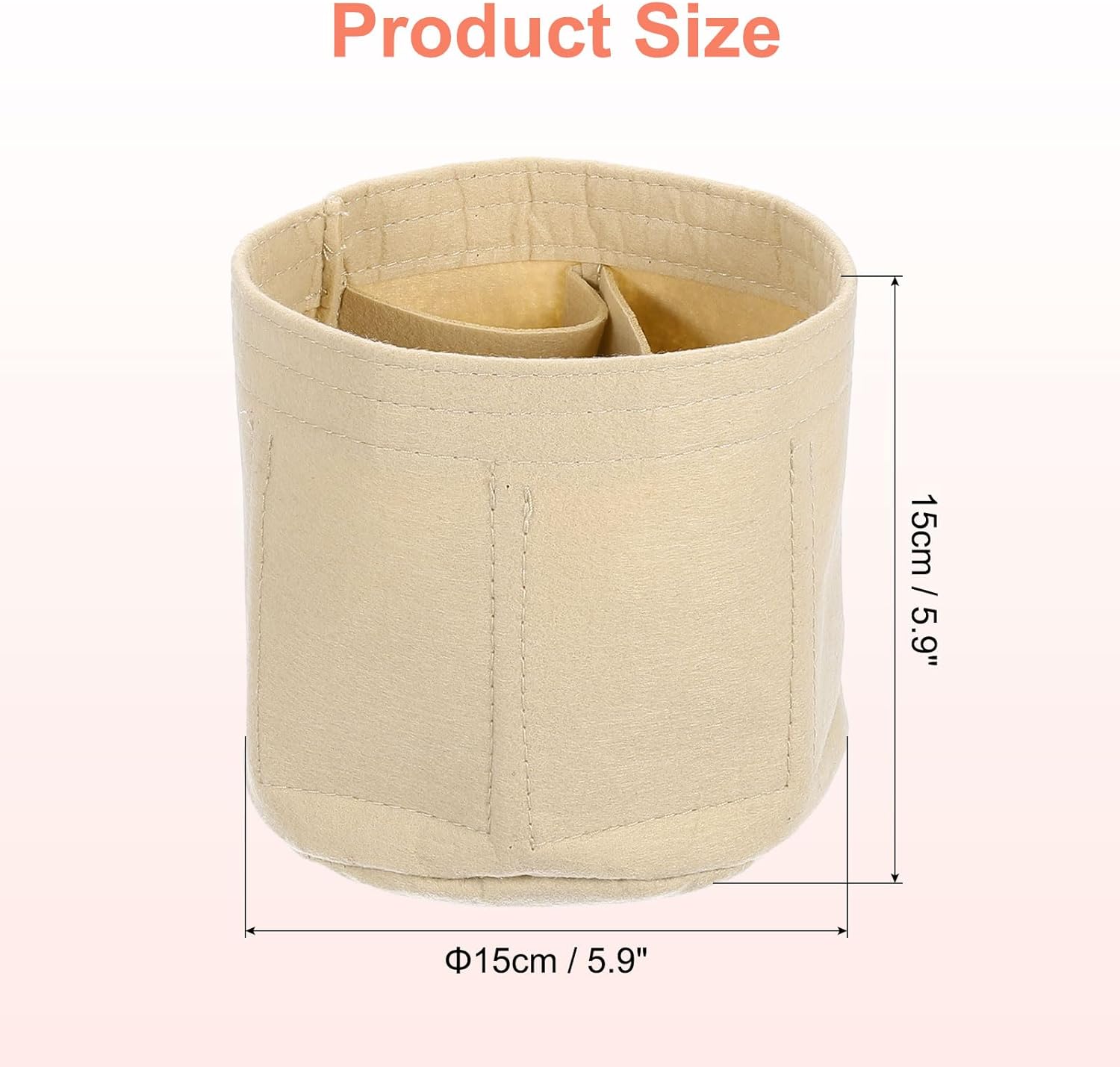 Purse Organizer Insert, Portable Felt Organizer Bags Round Multiple Compartments Purse Liner for Bucket Bag, Domed Satchel, Tote Bag, Handbag Shaper (8