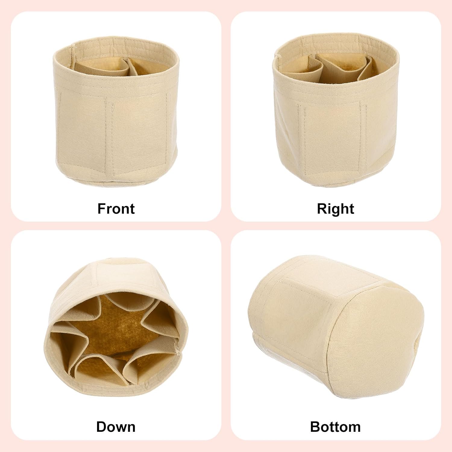 Purse Organizer Insert, Portable Felt Organizer Bags Round Multiple Compartments Purse Liner for Bucket Bag, Domed Satchel, Tote Bag, Handbag Shaper (8