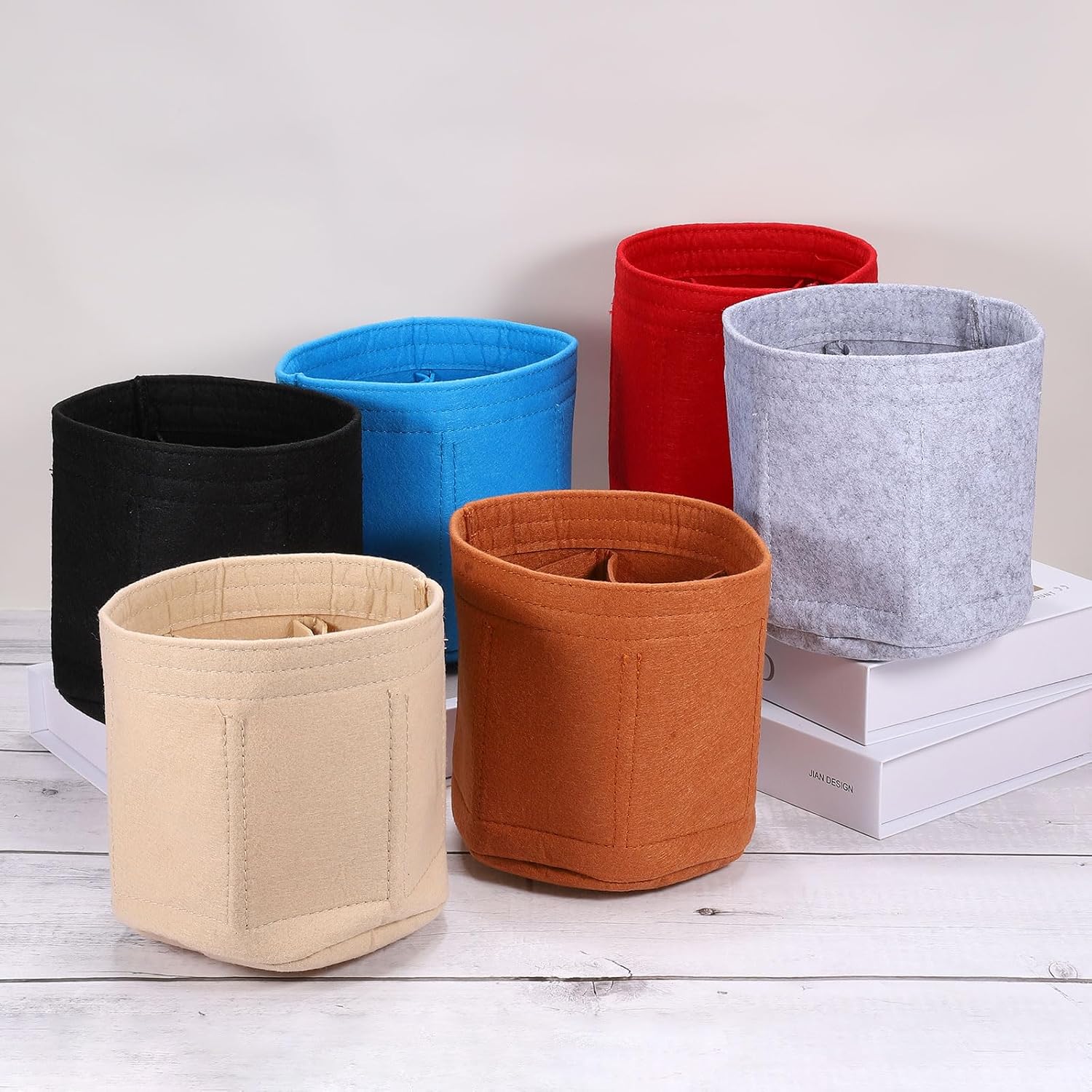 Purse Organizer Insert, Portable Felt Organizer Bags Round Multiple Compartments Purse Liner for Bucket Bag, Domed Satchel, Tote Bag, Handbag Shaper (8