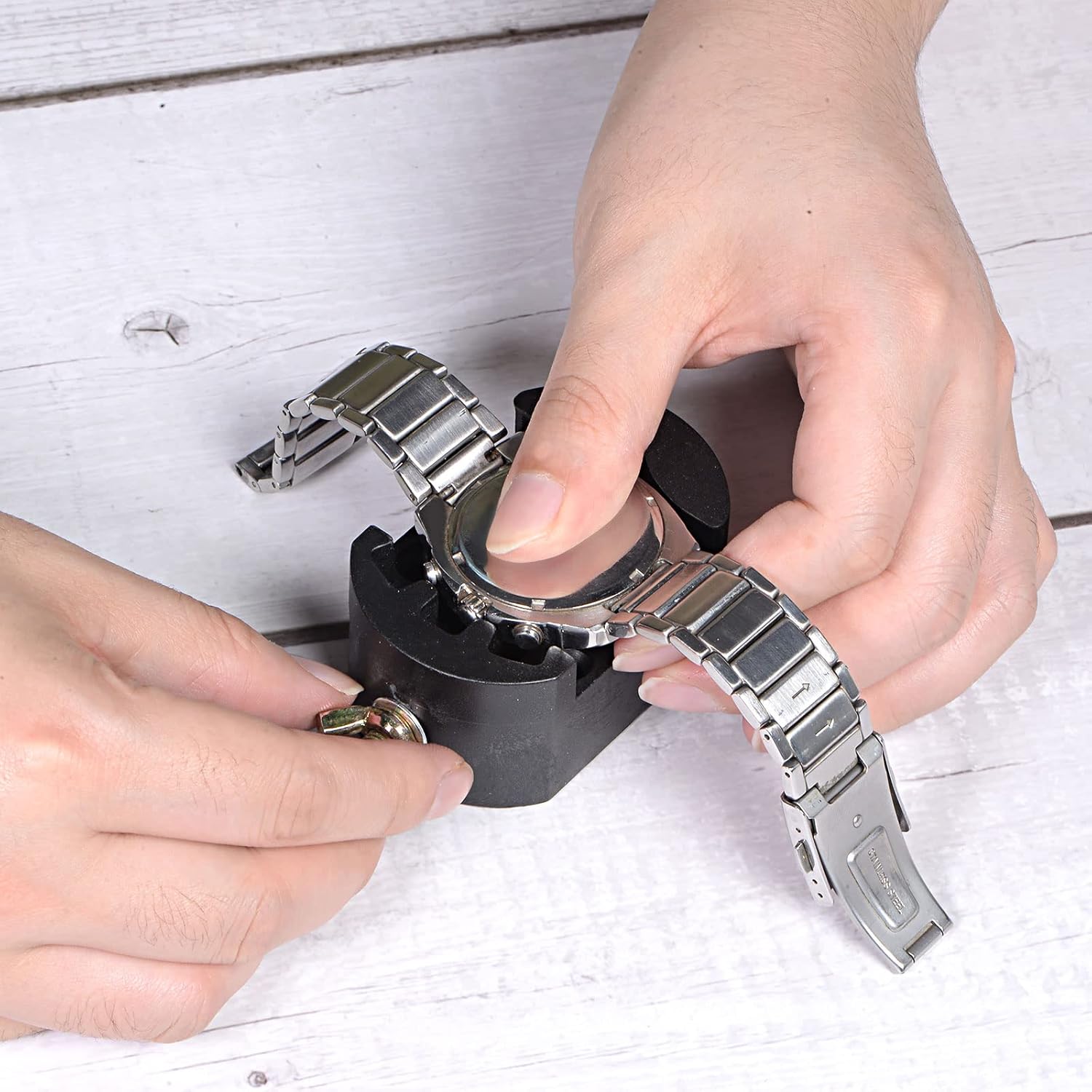 Watch Back Case Cover Remover Holder Tool Adjustable 36mm PE Black - Image 5
