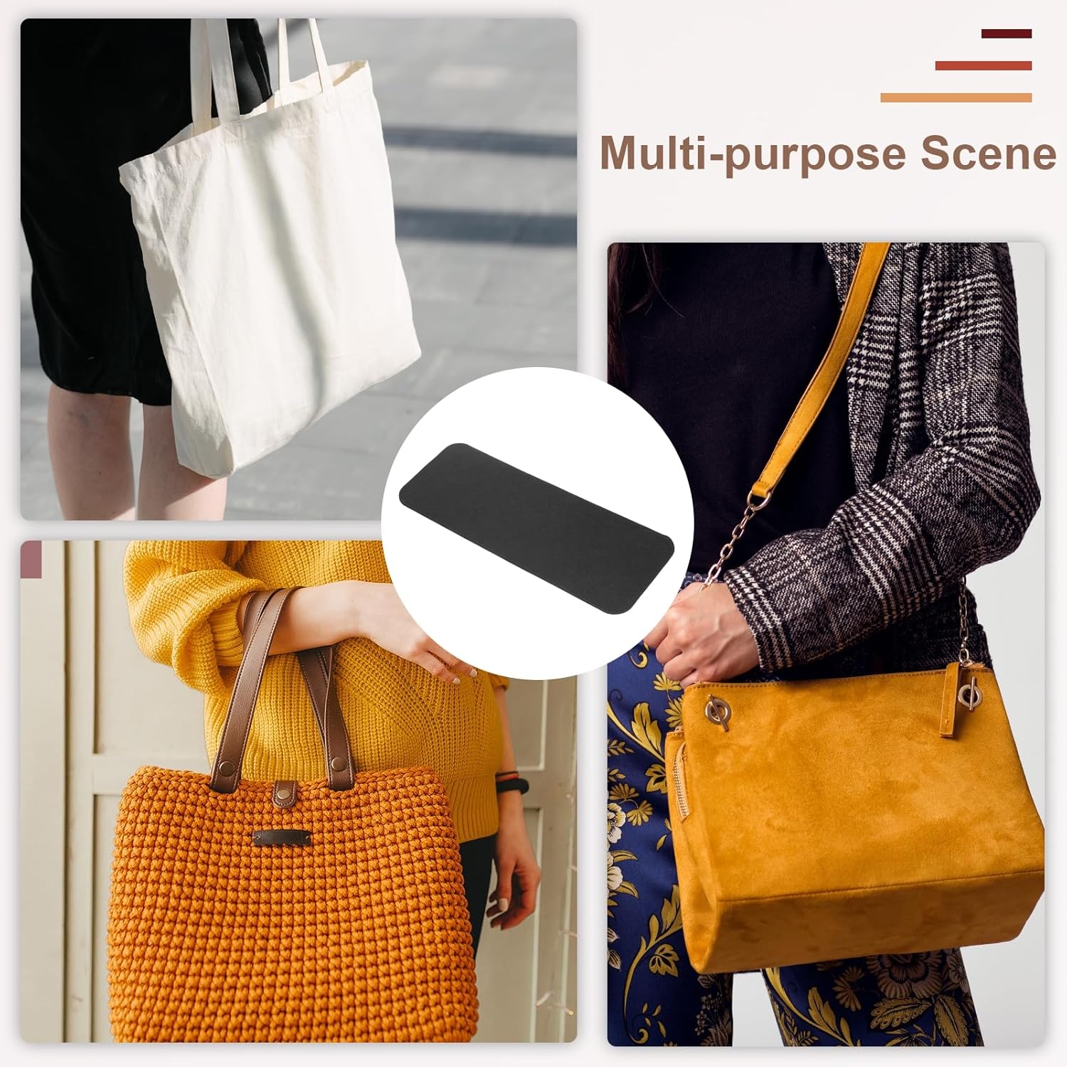 2Pcs Felt Base Shaper, 13.8x5 Inch Rectangle Bag Bottom Shaper Pad Bag Cushion Base Purse Liner Board Insert Arc Corner for Handbags Tote Crossbody Bag Backpack, Black - Image 7