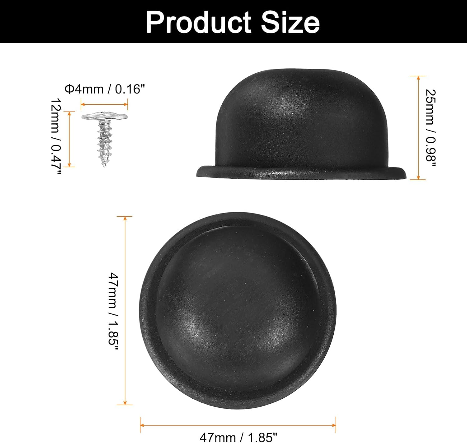 4Pcs Luggage Replacement Pads, Plastic Luggage Stand Feet Stud, Suitcase and Travel Gear Bottom Side Accessories with Self-Tapping Screws, Black (47x47x25mm) - Image 2