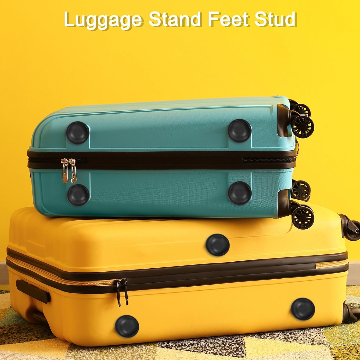 4Pcs Luggage Replacement Pads, Plastic Luggage Stand Feet Stud, Suitcase and Travel Gear Bottom Side Accessories with Self-Tapping Screws, Black (47x47x25mm) - Image 6