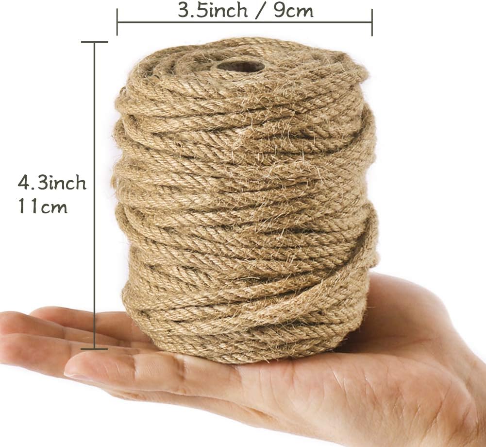 5mm Jute Rope, 100 Feet 4Ply Twisted Heavy Duty and Thick Twine Rope for Gardening, Crafting, Bundling, Cat Scratching Post, Home Decor, Christmas Decorations - Image 8