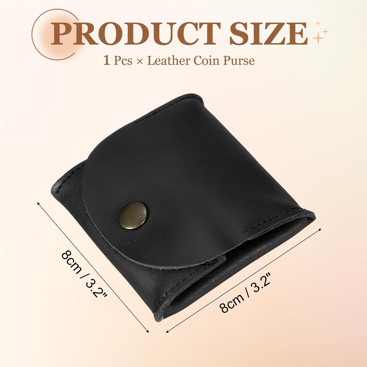 Rustic Leather Coin Purse, Small Leather Pouch Unisex Small Pocket Pouch with Snap Closure Change Holder for Coins Jewelry Earphones Storage, Black - Image 2