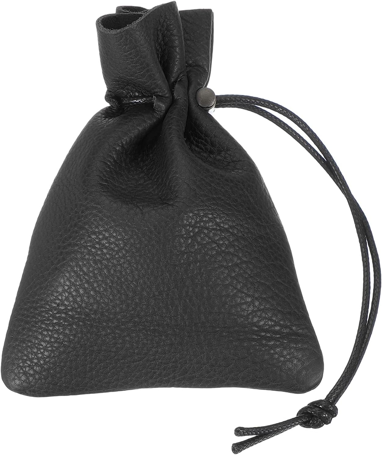 1 Pcs Drawstring Bag, Leather Coin Purse, Change Purse for Women, Men's Leather Bag, for Jewelry, Keys, Coin Storage(Black) - Image 1