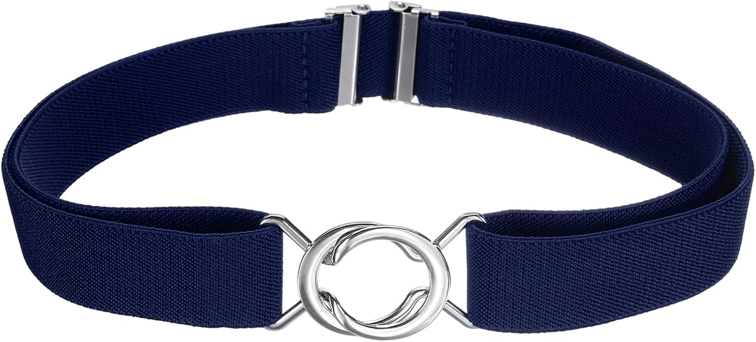 Women Stretchy Waist Belt, No Show Elastic Stretch Belts with Flat Buckle for Dresses Jeans Casual Pants - Image 1