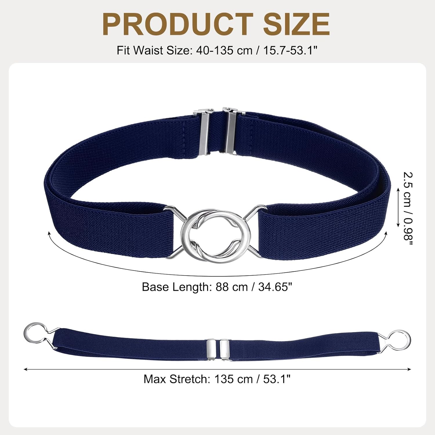 Women Stretchy Waist Belt, No Show Elastic Stretch Belts with Flat Buckle for Dresses Jeans Casual Pants - Image 2
