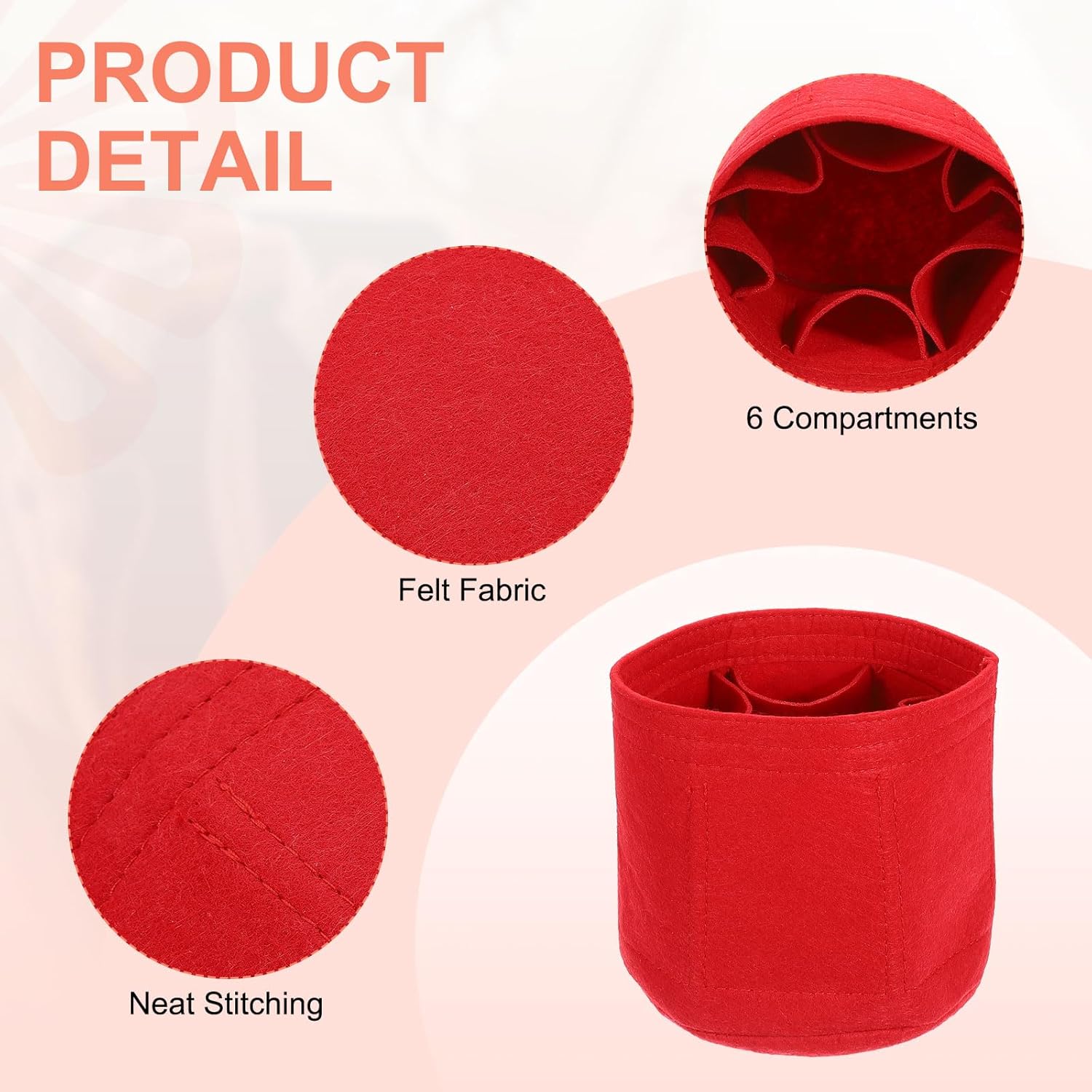 Purse Organizer Insert, Portable Felt Organizer Bags Round Multiple Compartments Purse Liner for Bucket Bag, Domed Satchel, Tote Bag, Handbag Shaper (6
