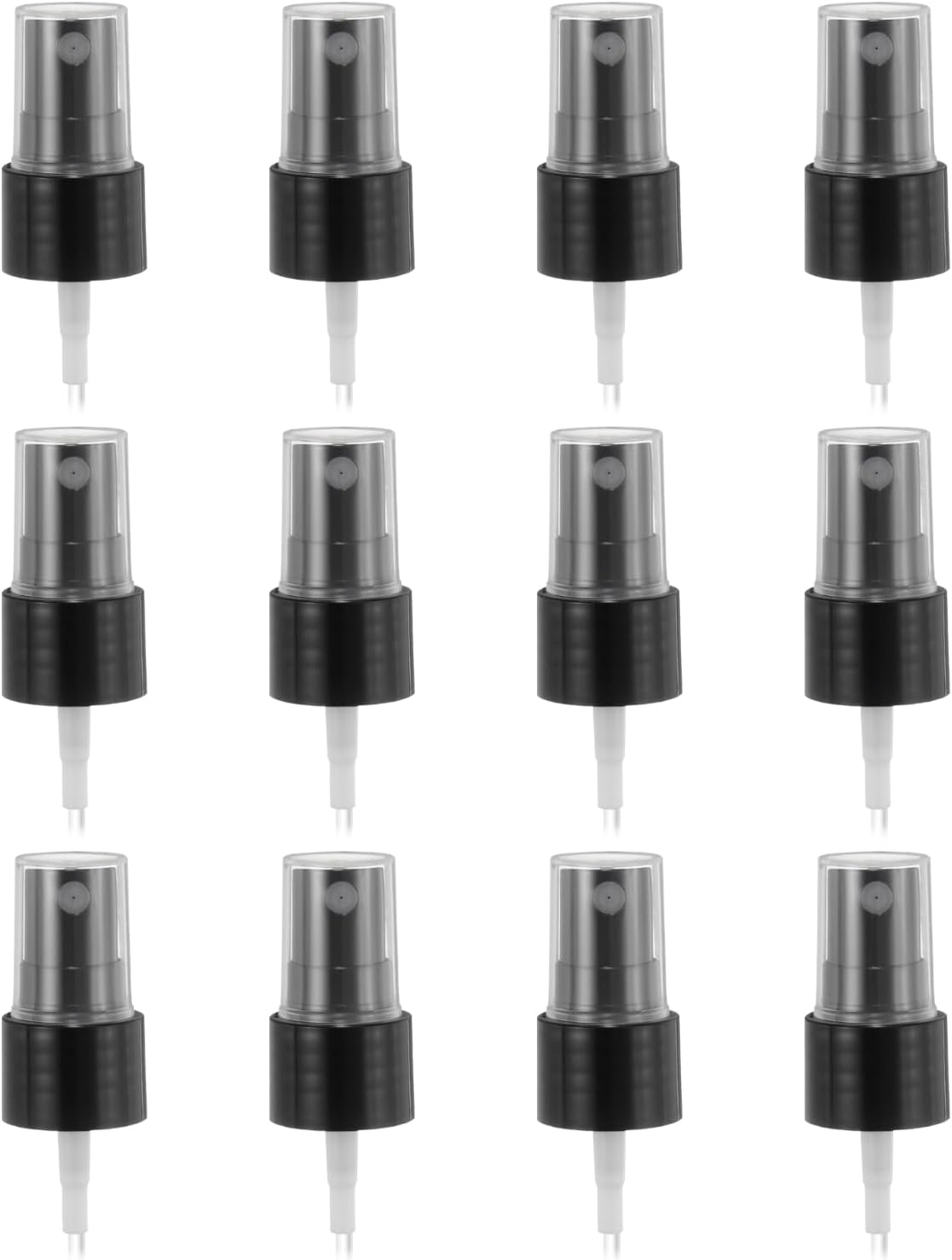 12 Pcs Black Spray Top, 20/410 Fine Mist Sprayer Reusable Replacement Spray Bottle Pump Plastic Top for Cosmetic Perfume and Body Sprays Bottle - Image 1