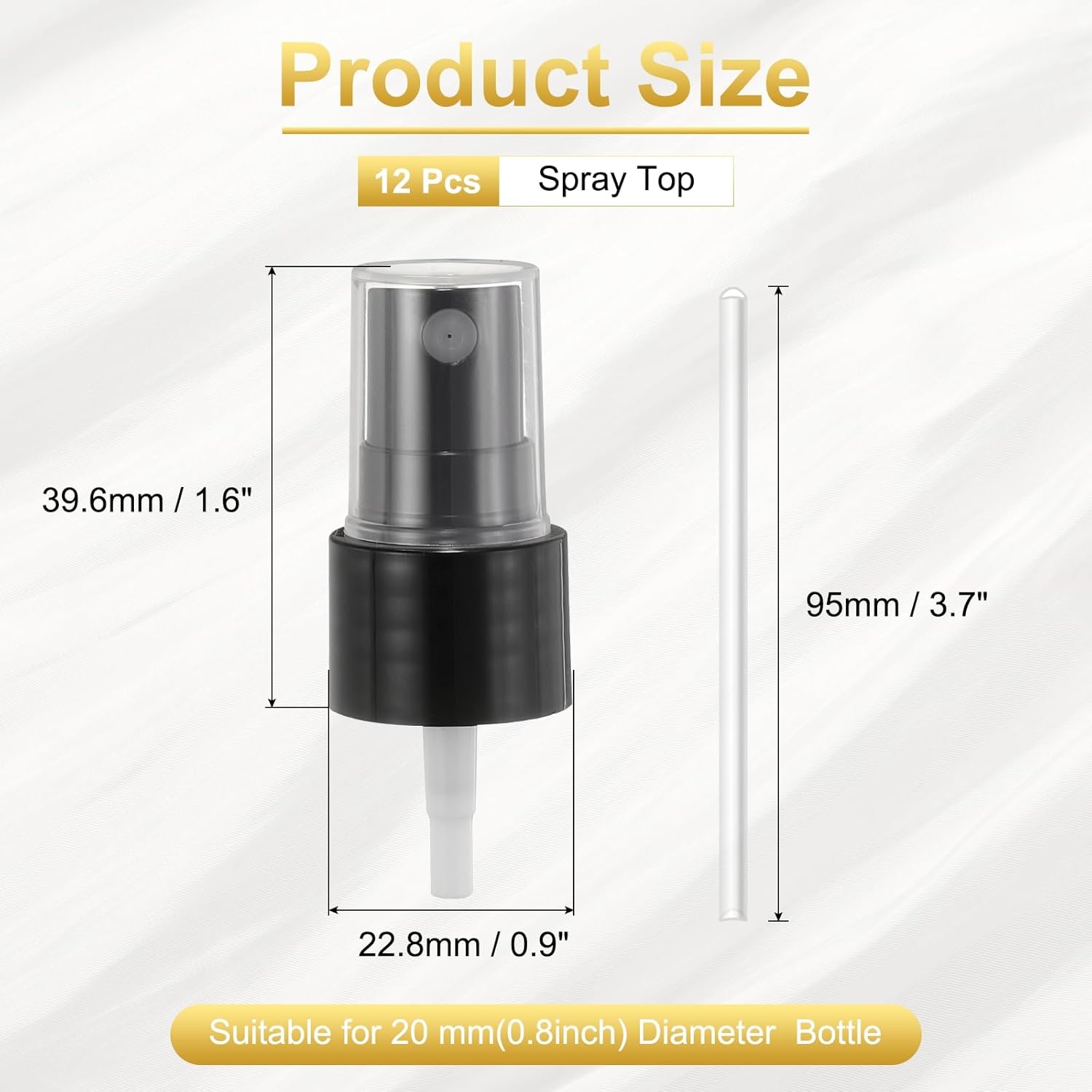 12 Pcs Black Spray Top, 20/410 Fine Mist Sprayer Reusable Replacement Spray Bottle Pump Plastic Top for Cosmetic Perfume and Body Sprays Bottle - Image 2