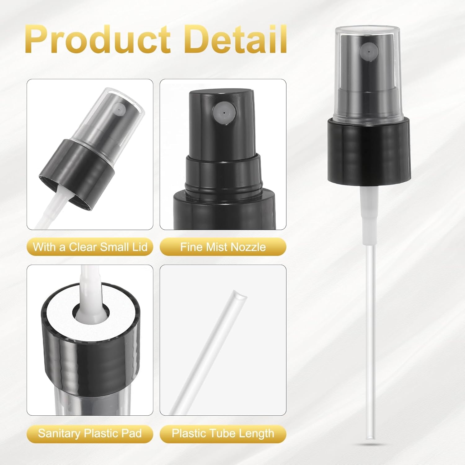 12 Pcs Black Spray Top, 20/410 Fine Mist Sprayer Reusable Replacement Spray Bottle Pump Plastic Top for Cosmetic Perfume and Body Sprays Bottle - Image 3
