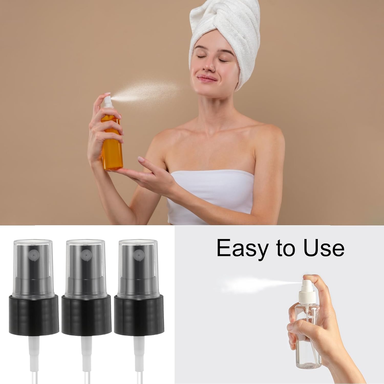 12 Pcs Black Spray Top, 20/410 Fine Mist Sprayer Reusable Replacement Spray Bottle Pump Plastic Top for Cosmetic Perfume and Body Sprays Bottle - Image 6