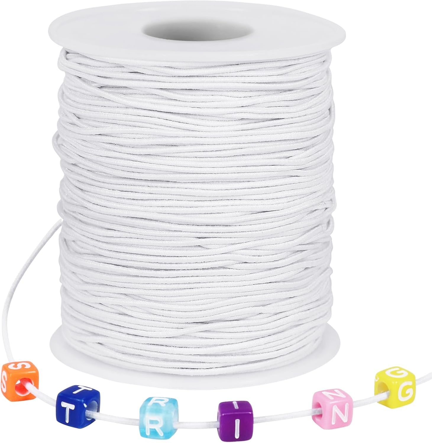 White Elastic String, 328 Feet 1mm Stretchy Bracelet String Bead Cord for Bracelets, Necklaces, Jewelry Making Supplies, Beading, Pony Beads and Crafts(Bead-Free) - Image 1
