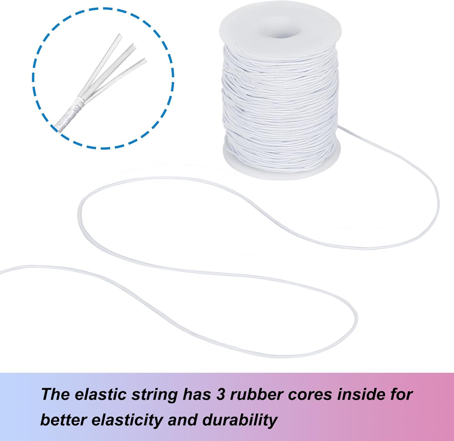 White Elastic String, 328 Feet 1mm Stretchy Bracelet String Bead Cord for Bracelets, Necklaces, Jewelry Making Supplies, Beading, Pony Beads and Crafts(Bead-Free) - Image 2