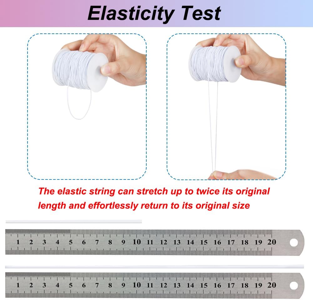 White Elastic String, 328 Feet 1mm Stretchy Bracelet String Bead Cord for Bracelets, Necklaces, Jewelry Making Supplies, Beading, Pony Beads and Crafts(Bead-Free) - Image 3