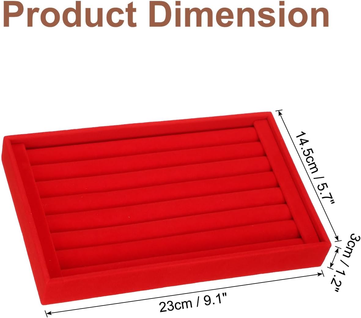 Velvet 7 Slots Ring Organizer Jewelry Display Tray Showcase Ring Holder Velvet Jewelry Organizer Stand for Rings Earrings Red - Image 2