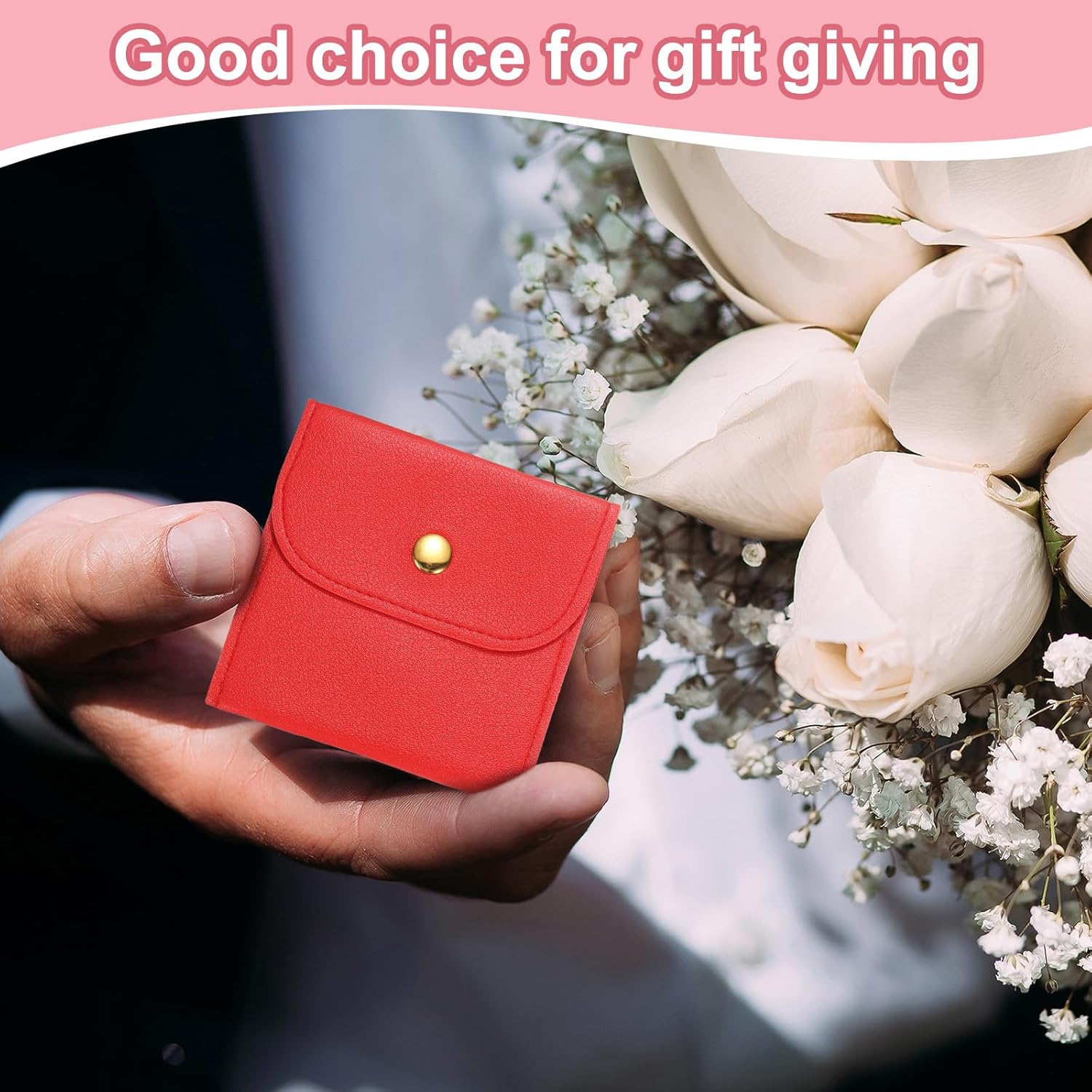 6 Pcs Mini Jewelry Pouch, 8 Inch PU Leather Small Jewelry Bags Soft Jewelry Package Gift Storage Bag Travel Jewelry Bag for Women Rings Necklace Bracelet, Gold - Image 3