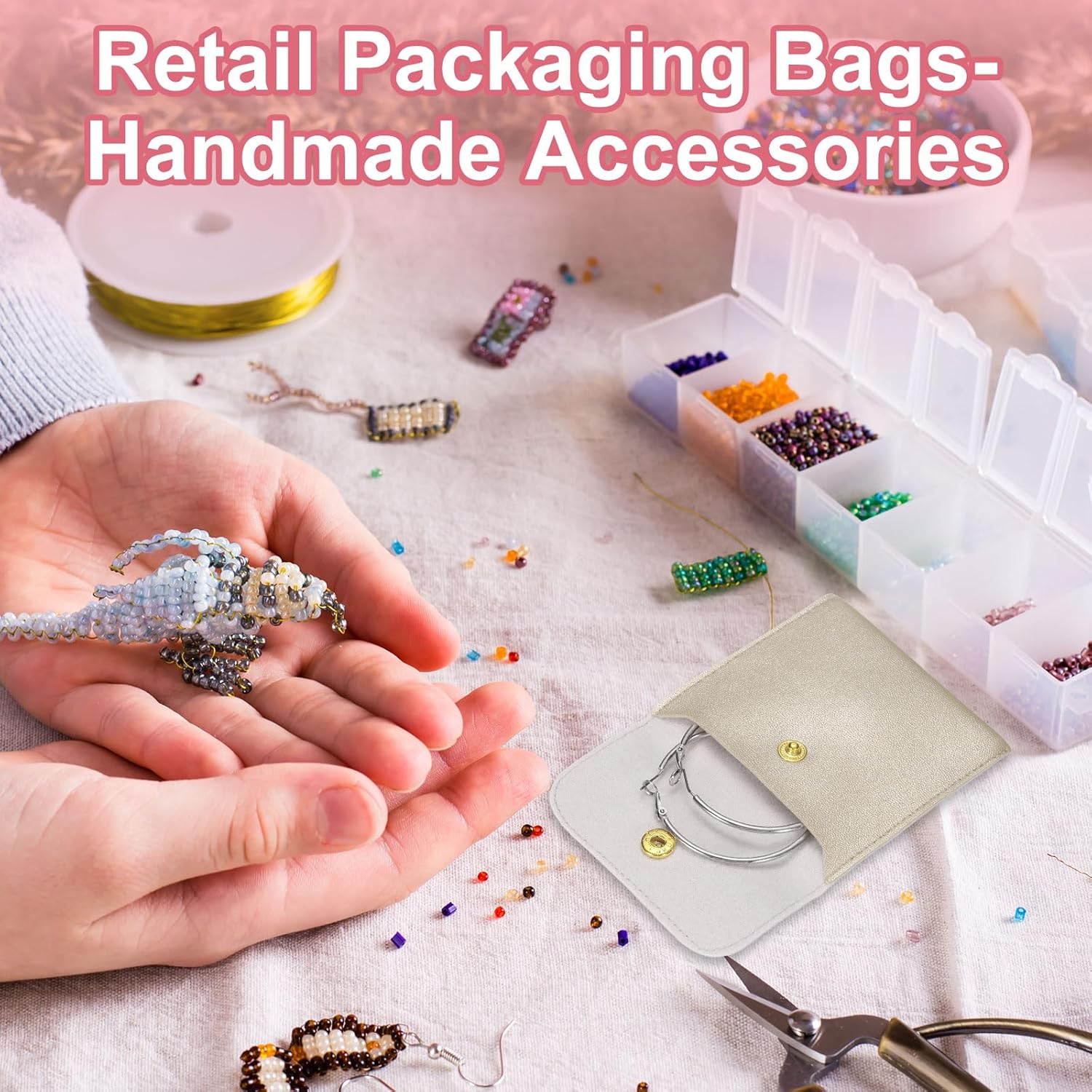 6 Pcs Mini Jewelry Pouch, 8 Inch PU Leather Small Jewelry Bags Soft Jewelry Package Gift Storage Bag Travel Jewelry Bag for Women Rings Necklace Bracelet, Gold - Image 7