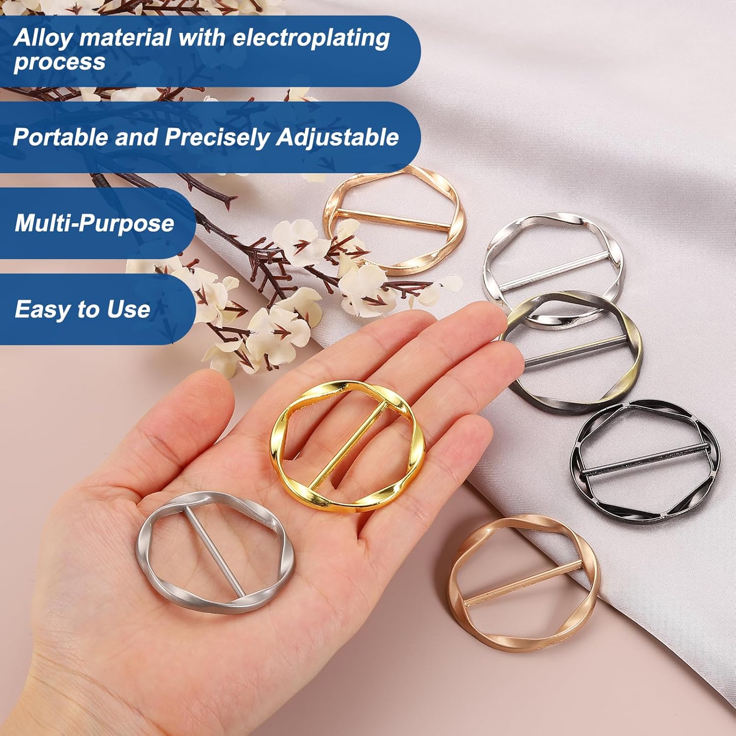T-shirt Clips, Clothes Knotting Buckle Ring Wrap Holder for Women Scarf, Loose T-shirt - Image 3
